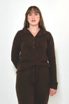 Bobi  Funnel Neck Henley - Umber