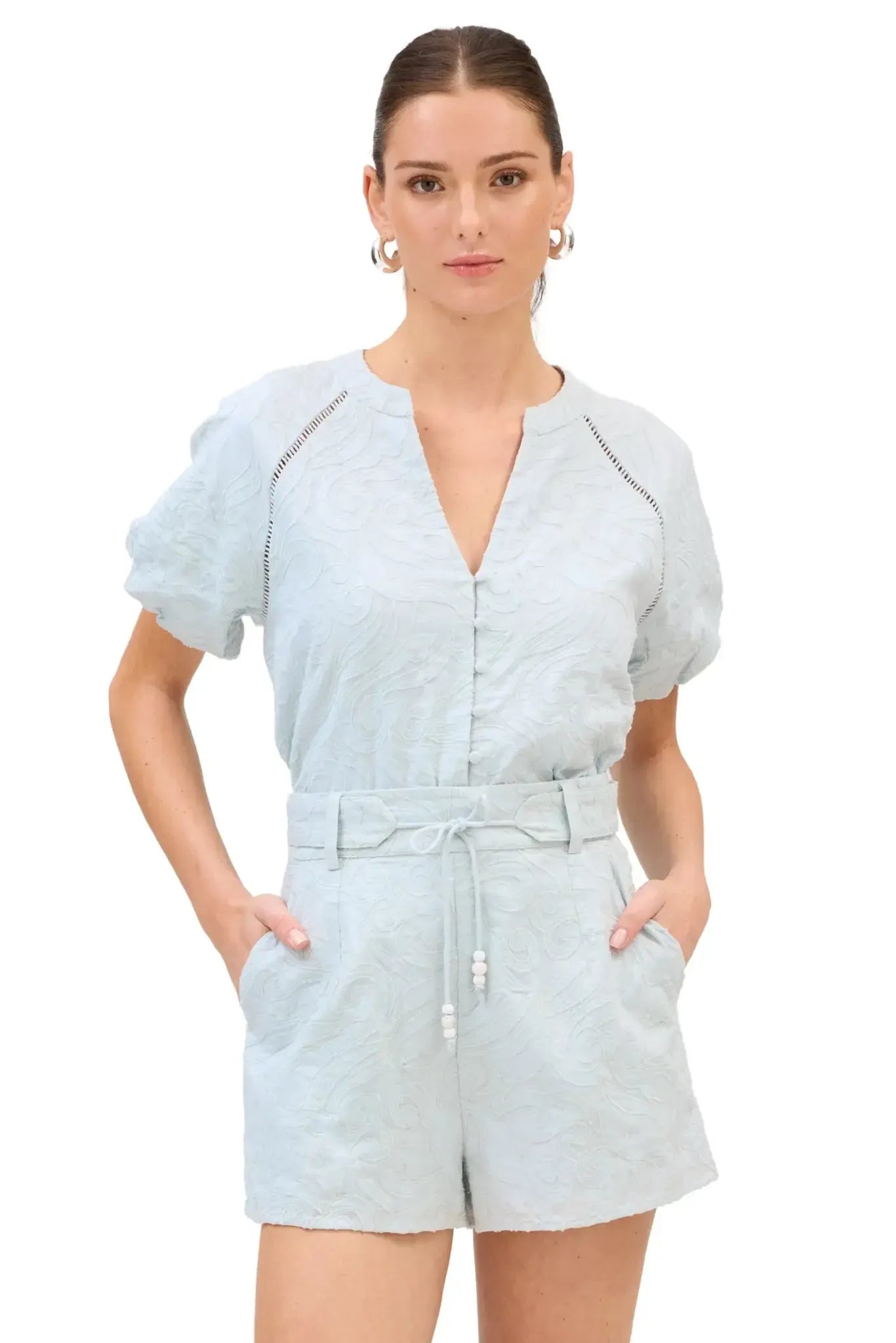 Allison Josephine Top - Powder Blue-Hand In Pocket