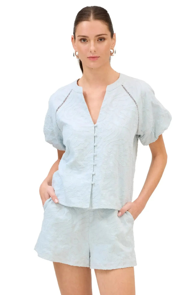 Allison Josephine Top - Powder Blue-Hand In Pocket