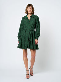Ciebon Embroidered Lace Shirt Dress - Green-Hand In Pocket