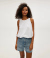Michael Stars Hazel Bubble Top- White-Hand In Pocket