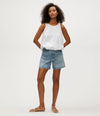 Michael Stars Hazel Bubble Top- White-Hand In Pocket