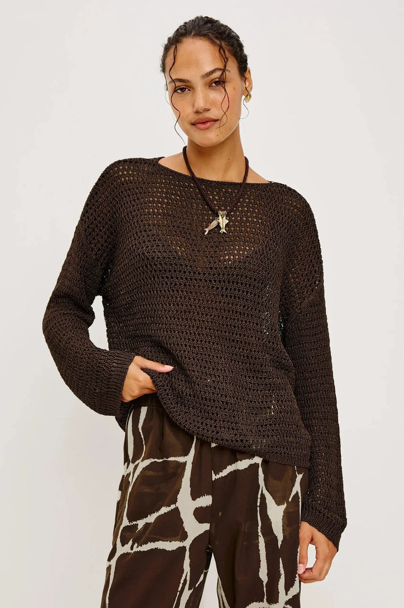 Rails Evangeline Top - Espresso-Hand In Pocket