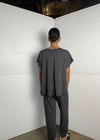 Elan Moira Jumpsuit - Charcoal-Hand In Pocket