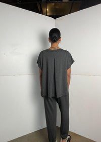 Elan Moira Jumpsuit - Charcoal-Hand In Pocket