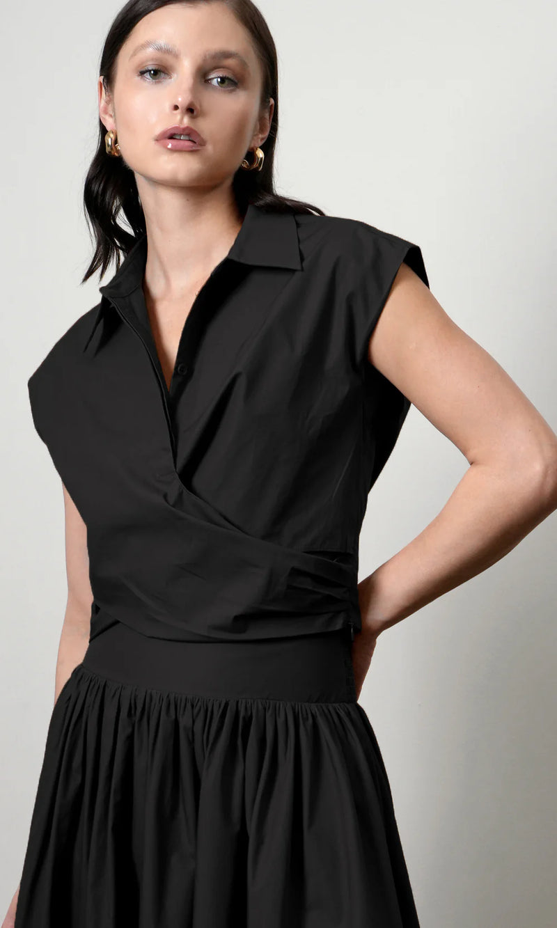 Greylin Eloise Wrap Front Top - Black-Hand In Pocket