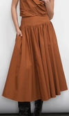 Greylin Etienne Gathered Midi Skirt- Camel