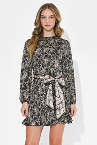 Adelyn Rae Sasha Pleated Mini Dress - Black/Cream-Hand In Pocket