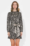 Adelyn Rae Sasha Pleated Mini Dress - Black/Cream-Hand In Pocket