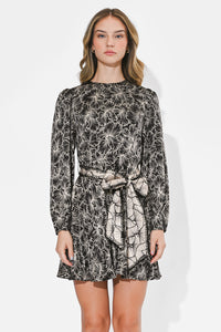 Adelyn Rae Sasha Pleated Mini Dress - Black/Cream-Hand In Pocket