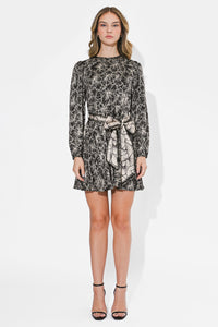 Adelyn Rae Sasha Pleated Mini Dress - Black/Cream-Hand In Pocket