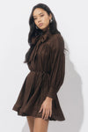 Adelyn Rae Daphne Bow Mini Dress - Chocolate Brown-Hand In Pocket