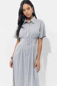 Adelyn Rae Audrey Shirt Dress - Grey-Hand In Pocket