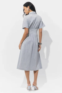 Adelyn Rae Audrey Shirt Dress - Grey-Hand In Pocket