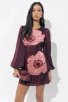 Adelyn Rae Juno Poppy Mini Dress- Burgandy
