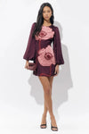 Adelyn Rae Juno Poppy Mini Dress- Burgandy