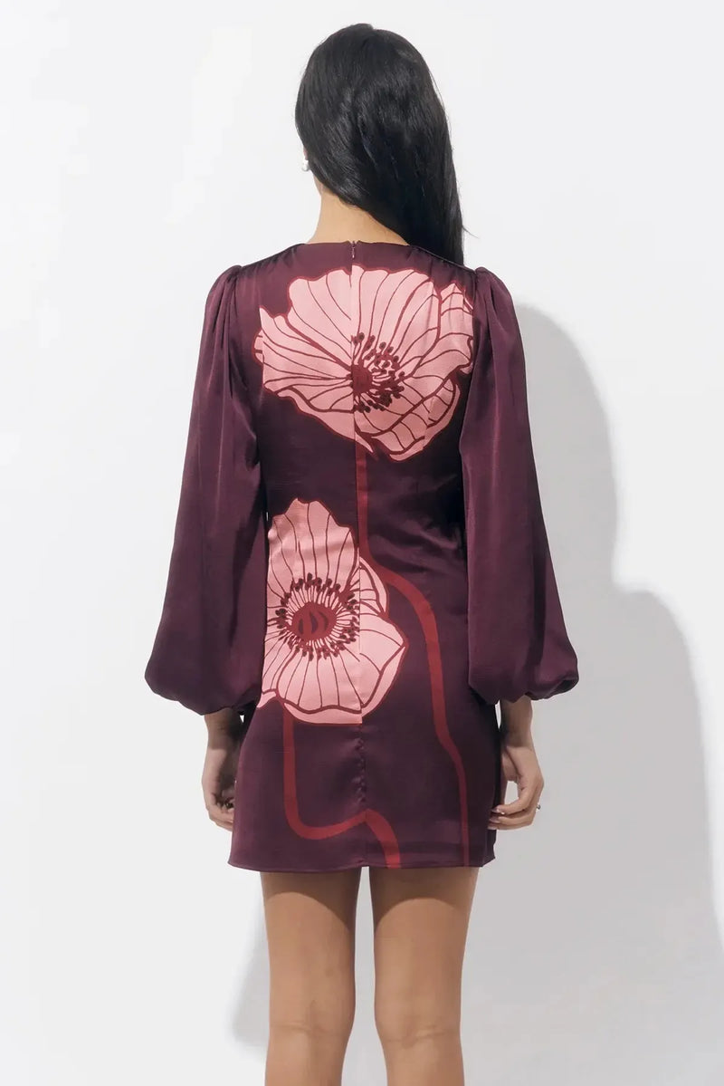 Adelyn Rae Juno Poppy Mini Dress- Burgandy