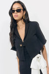 Adelyn Rae Lanis Short Overlay Jacket- Black