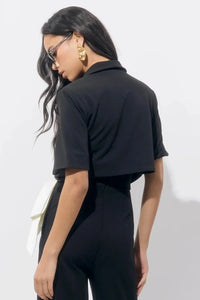 Adelyn Rae Lanis Short Overlay Jacket- Black