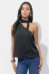 Adelyn Rae Lisette Scarf Top- Black