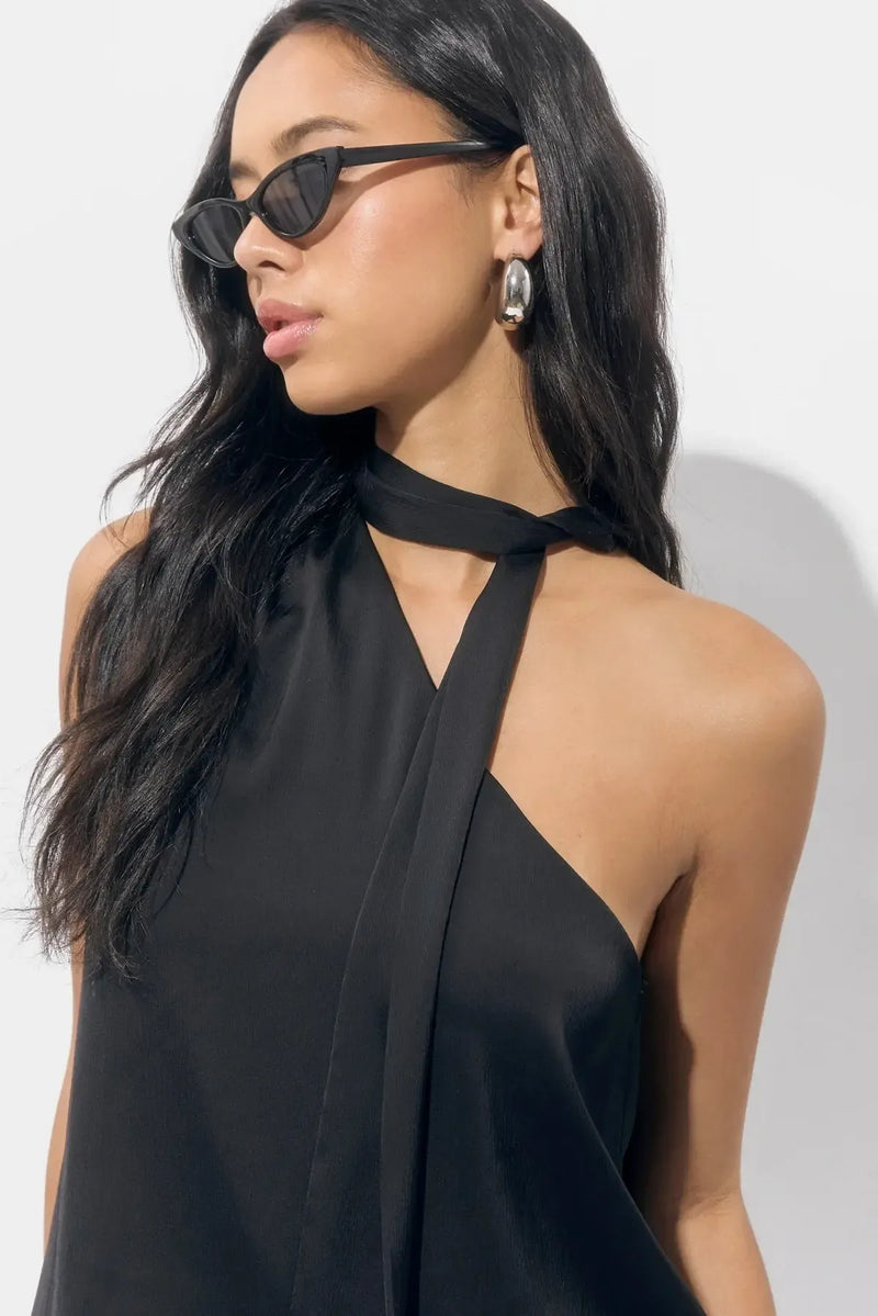 Adelyn Rae Lisette Scarf Top- Black