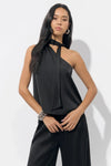 Adelyn Rae Lisette Scarf Top- Black