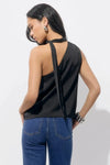 Adelyn Rae Lisette Scarf Top- Black