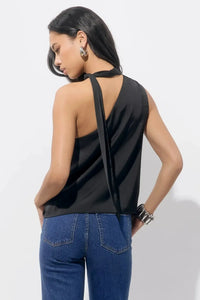 Adelyn Rae Lisette Scarf Top- Black