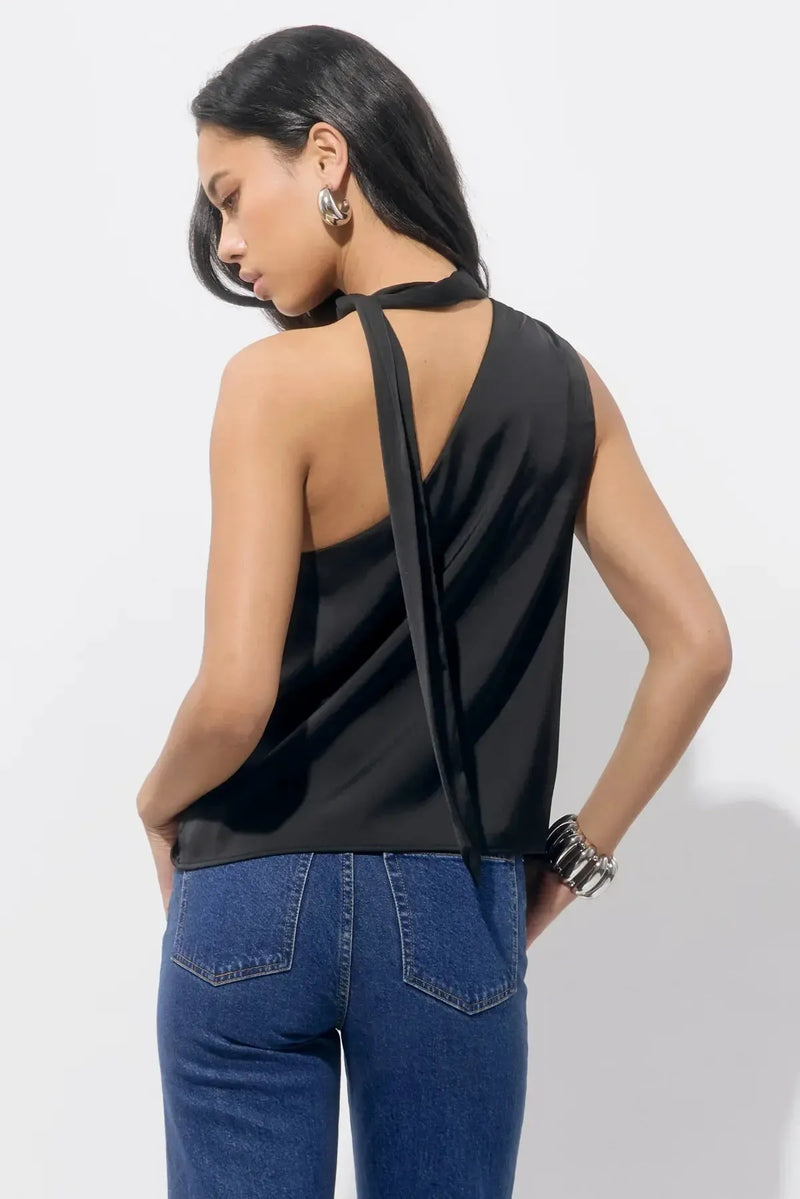 Adelyn Rae Lisette Scarf Top- Black