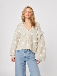 John & Jenn Marco Flower Sweater- Tundra