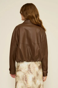 Lucy Paris Valerie Faux Leather Jacket - Brown-Hand In Pocket