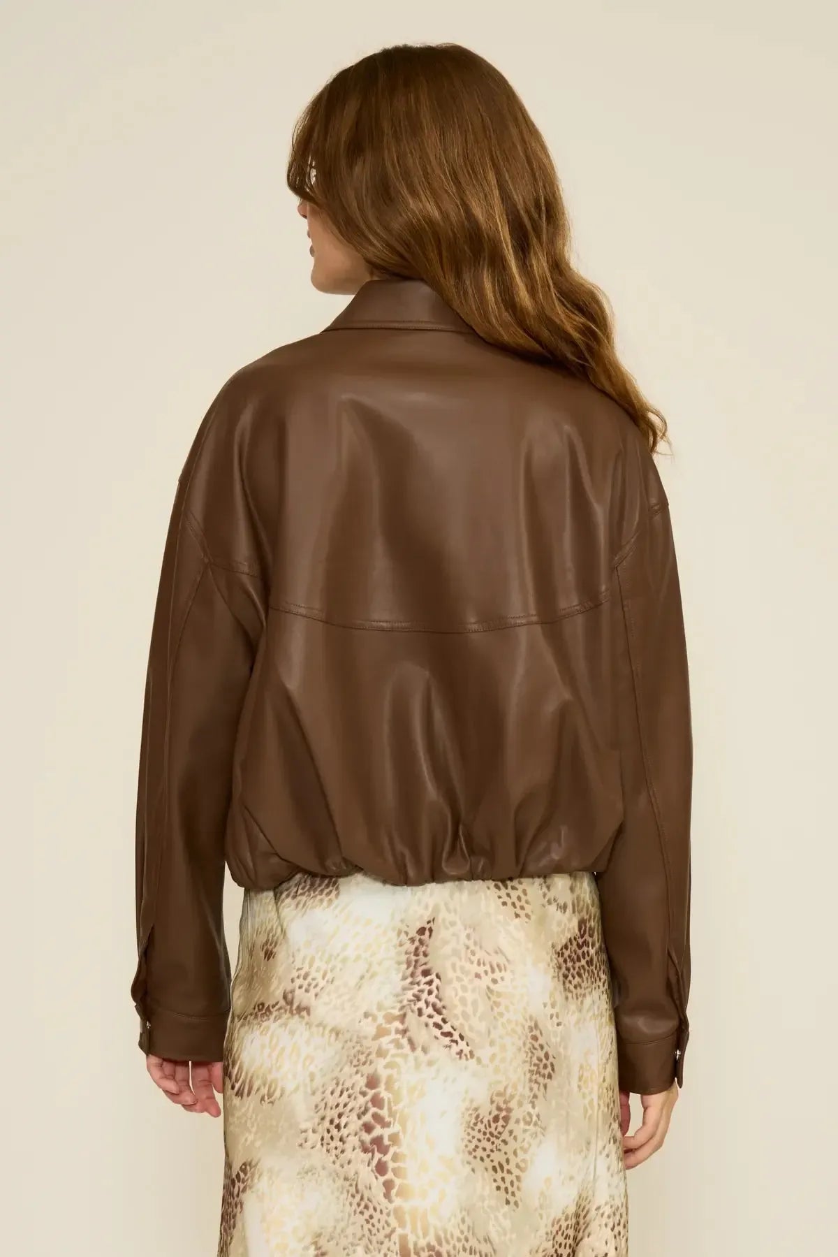 Lucy Paris Valerie Faux Leather Jacket - Brown-Hand In Pocket