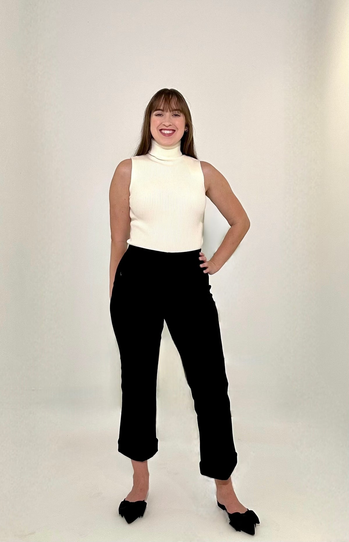 Astrid Olivia Turtleneck Tank - Cream-Hand In Pocket