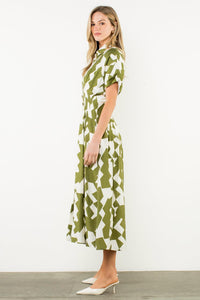 THML Cora Printed Dress- Vine-Hand In Pocket