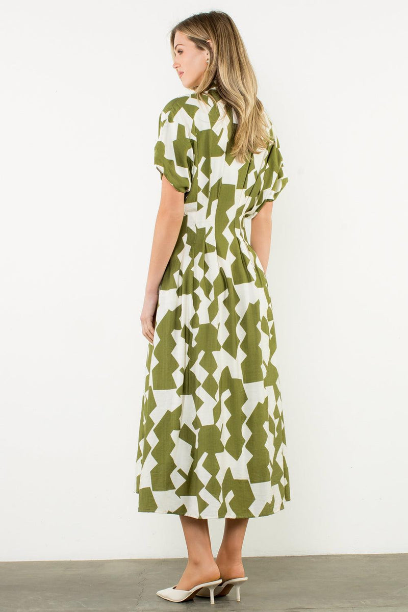 THML Cora Printed Dress- Vine-Hand In Pocket