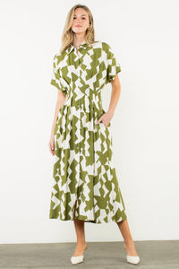 THML Cora Printed Dress- Vine-Hand In Pocket