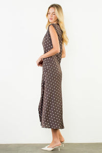 THML Gemma Polka Dot Dress - Brown