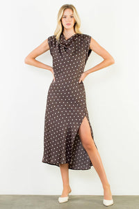 THML Gemma Polka Dot Dress - Brown