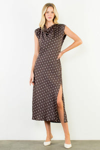THML Gemma Polka Dot Dress - Brown