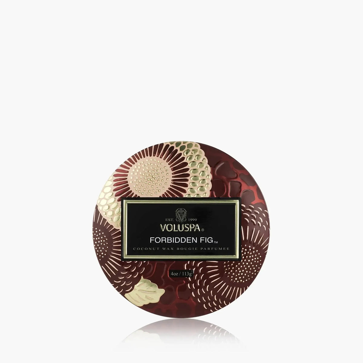 Voluspa Mini Tin Candle - Forbidden Fig-Hand In Pocket