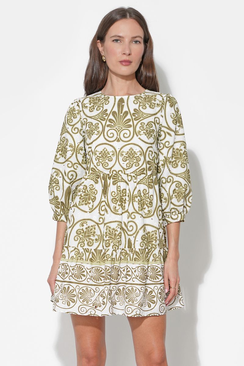 Adelyn Rae Angeline Shift Dress - Olive/Ivory-Hand In Pocket