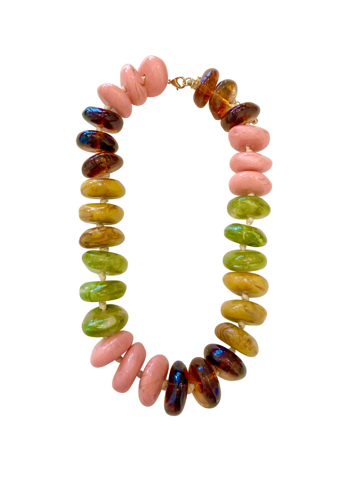 Delray Chunky Beaded Necklace - Blush/Green Mix-Hand In Pocket