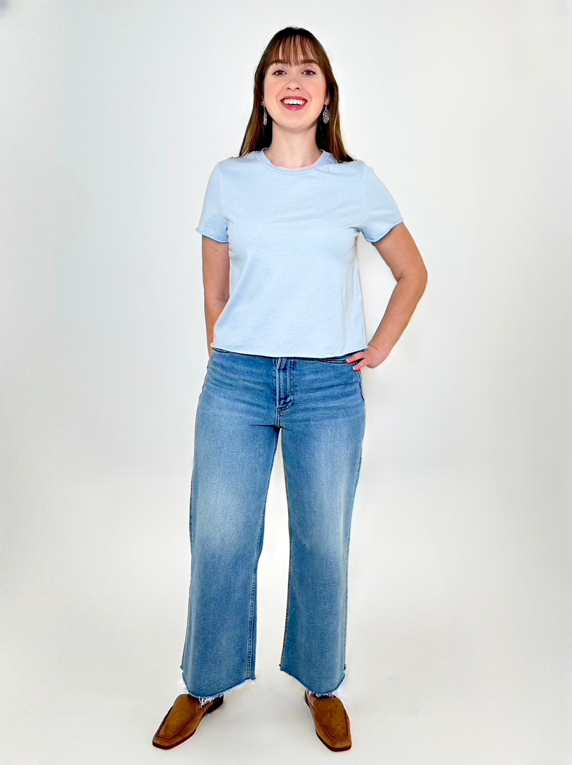 Michael Stars Jackie Raw Edge Tee - Splash-Hand In Pocket