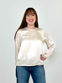 Michael Stars Lali Crew Neck Blouse - Chalk