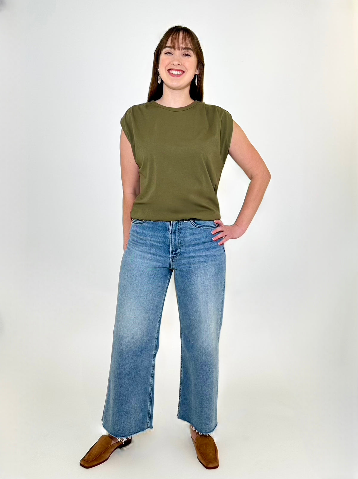 Michael Stars Luca Bubble Tee - Caper-Hand In Pocket