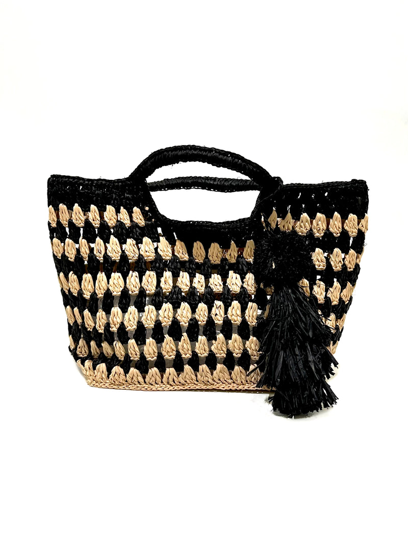 BTB Bando Mini Tote - Natural/ Black-Hand In Pocket