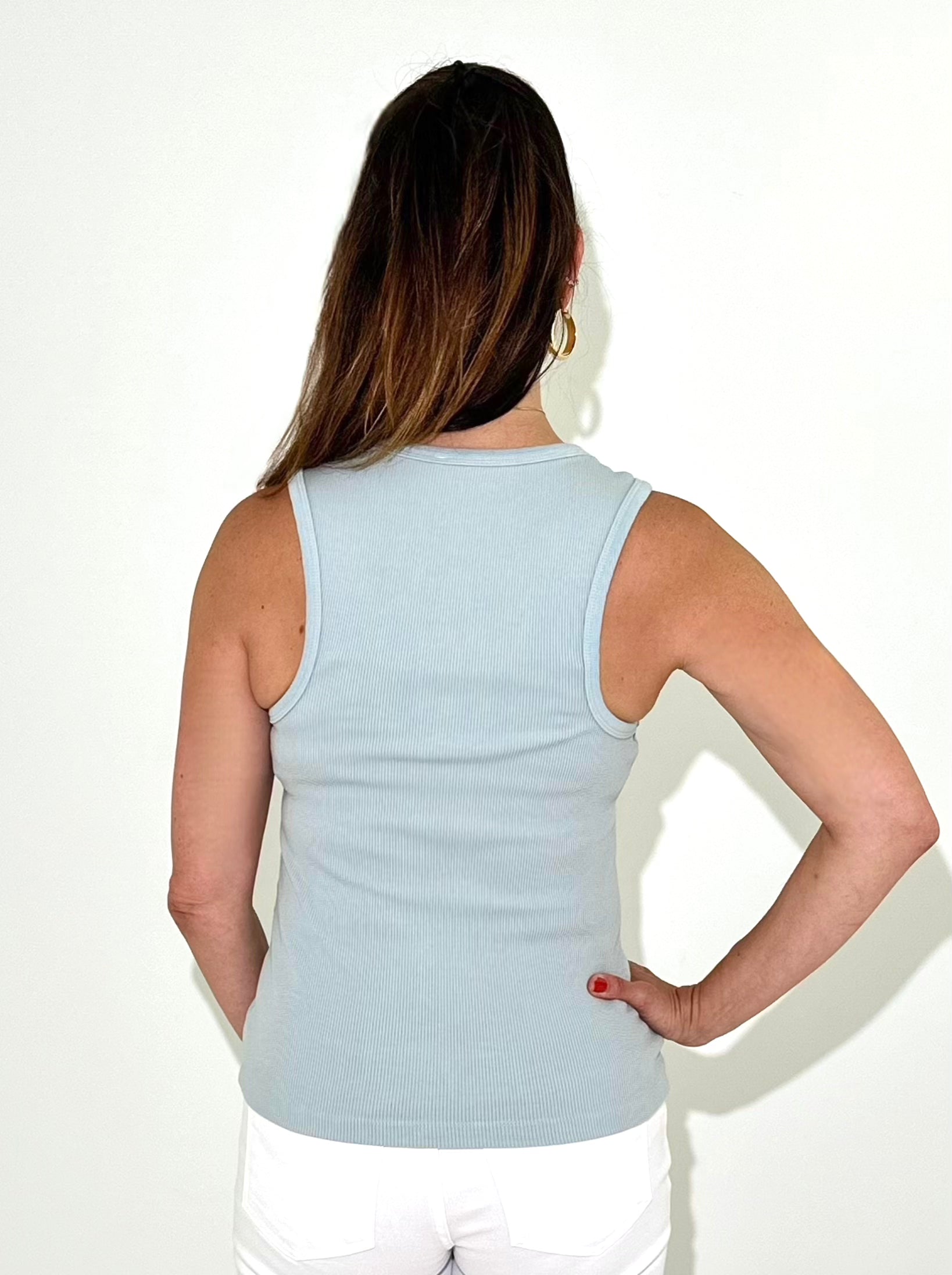 Bobi Slim Rib Neck Tank - Cloudstone