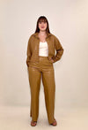 Astrid Nora Vegan Leather Jacket- Camel-Hand In Pocket