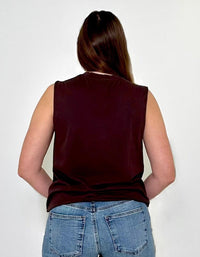 Bobi Bubble Hem Tee- Umber-Hand In Pocket