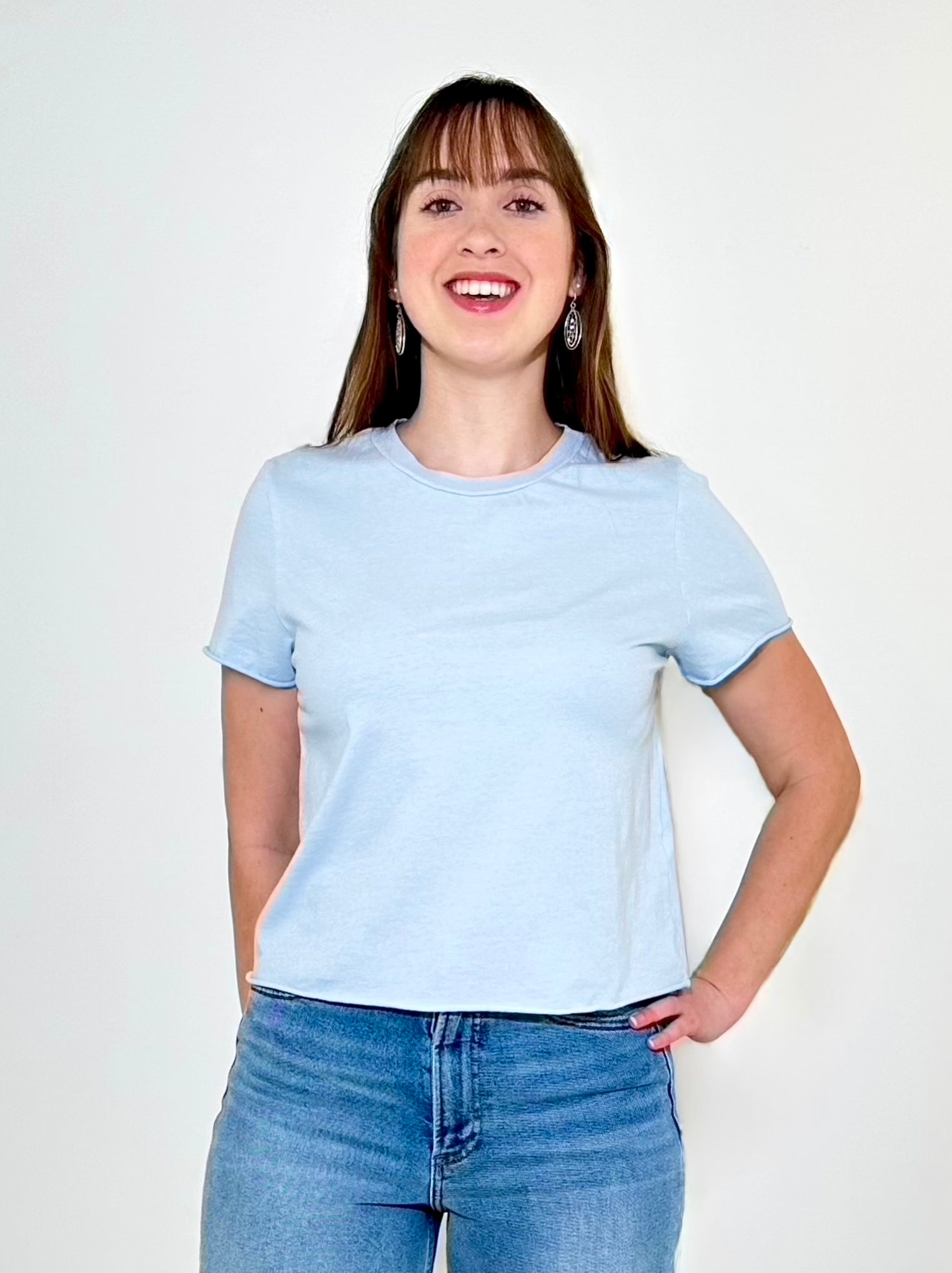 Michael Stars Jackie Raw Edge Tee - Splash-Hand In Pocket